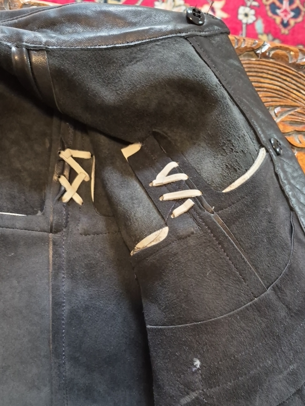 ARELLA 90s Leather Western Shirt Jacket Small Black White - Picture 8 of 9